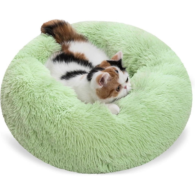 Dog Bed,Calming Cat Beds Small Washable Pet Bed Round Plush Donut Puppy Bed Dog Cushion Machine washable Fruit green (40cm*20cm)