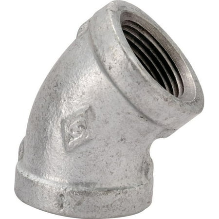 Worldwide Sourcing Pipe Elbow 45 Deg 1 2 In Threaded Malleable Iron