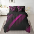 thumbnail image 2 of Feelyou Fuchsia Striped Geometric Twin Bedding Sets 7-Piece, Futuristic Abstract Bedding Comforter Set, Teen Child Kid Adult Reversible Sheet Sets, Super Cozy Room Decor, 2 of 7