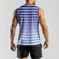 thumbnail image 4 of WTOBBY Men's Horizontal Striped Print Sports Vest Casual Sleeveless Quick-Drying Lightweight With Comfort Fit For Running Beach Fitness Activities Summer Outdoor Style Design,Sky Blue L, 4 of 4