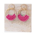 thumbnail image 4 of Raffia Hoop Earrings for Women Girls Fun Boho Summer Beach Earrings Lightweight Handmade Straw Wicker Rattan Dangle Earrings Statement Geometric Round Drop Earrings, 4 of 5