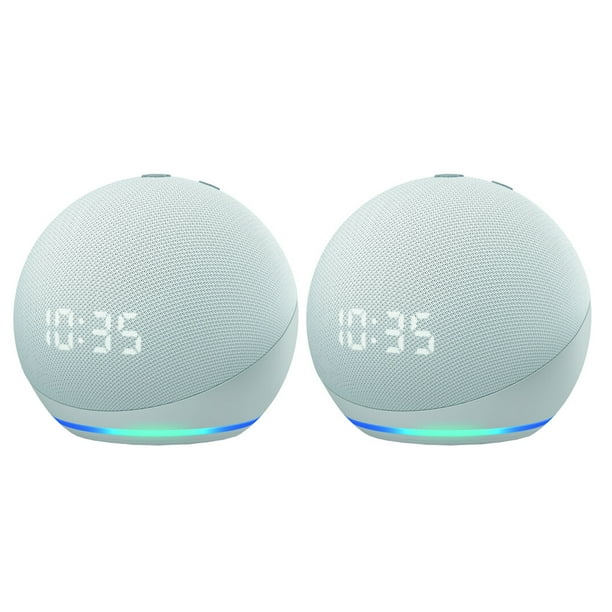 Haut-parleur intelligent  Echo Dot (4e génération) avec horloge et  Alexa - Blanc glacier (lot de 2) 