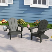 WestinTrends Malibu Kids Outdoor HDPE Plastic Adirondack Patio Chairs with Cup Holders (Set of 2), Gray