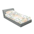 thumbnail image 2 of Floral Fitted Sheet & Pillow Sham Set, Watercolor Soft Colors Pattern of Flowers and Leaves Spring Love, Decorative Printed 2 Piece Bedding Decor, Twin, Peach Lavender Blue and Green, by Ambesonne, 2 of 2