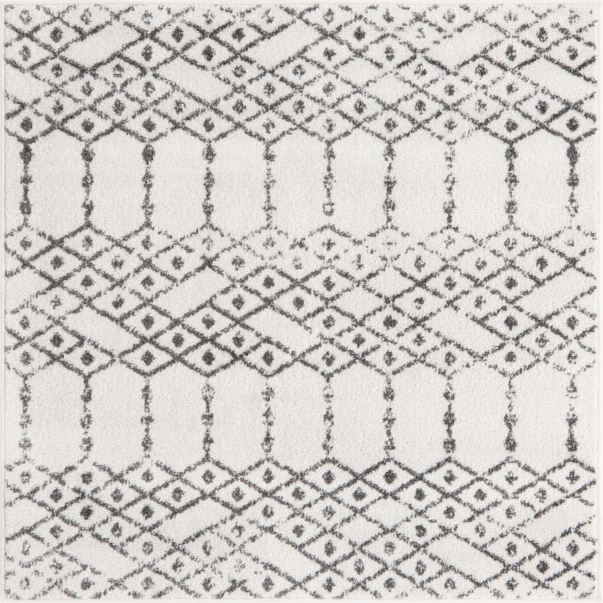 Paxon Trellis Collection Rug 8' x 10' Oval Ivory Black Medium Rug Perfect For Living