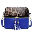 thumbnail image 2 of Mode Femmes Pompon Léopard Impression Fermeture Éclair Messager Sac Bandoulière Sac Hnadbag, 2 of 3