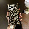 thumbnail image 1 of Funda de metal cuadrada con soporte de anillo de diamante de plumas de leopardo de lujo a prueba de golpes para iphone 14Pro Max 12 11 13Pro Xs xr 7 8plus X Se Fivean unisex, 1 of 2