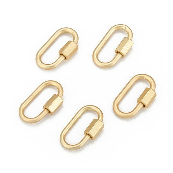 1 pc Brass Screw Carabiner Lock Charms for Necklaces Making Long-Lasting Plated Oval Matte Real 18K golden Plated 20x10x1.9mm