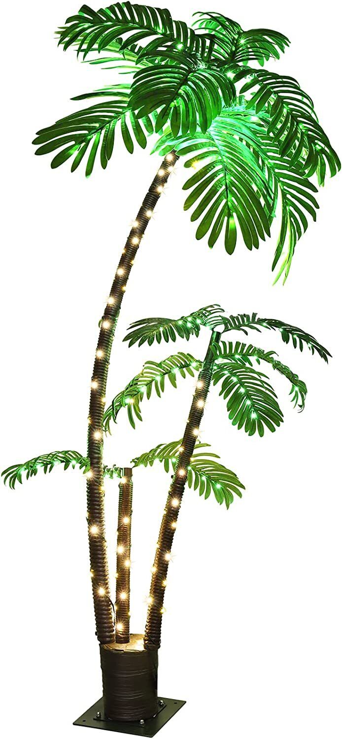 6Ft LED Artificial Tropical Palm Tree 8 Modes for Home Beach Yard