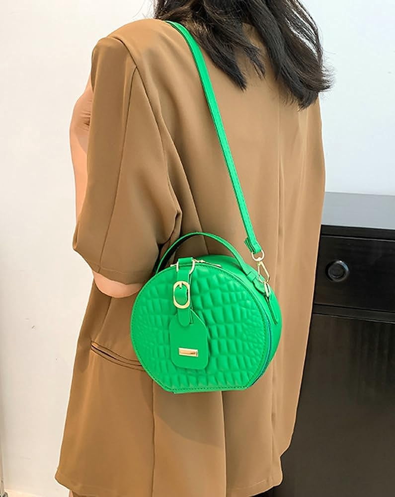 Kukuzhu Hobo Bags for Women Round Tote Bag Leather Crossbody Bag Casual Chic Top Handle Purse