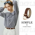thumbnail image 2 of Women Leather Belt with Gold Buckle Ladies Faux Leather Belt for Jeans Pants, 2 of 7