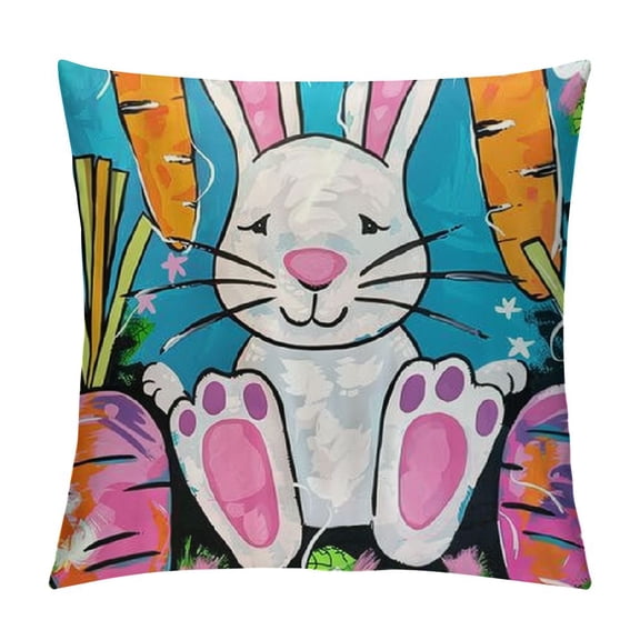 Qinduosi Easter Pillow Covers of , Easter Decorations for Home Easter Eggs Pillows Decorative Throw Pillow Covers for Farmhouse Spring Easter Decor Indoor Outdoor White
