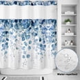 thumbnail image 2 of No Hook Shower Curtain, Blue Eucalyptus Leaves Shower Curtains for Bathroom with See Through Top Window, Summer Botanical Weeping Waterproof & Washable Bath Curtain Long 72"x78", 2 of 9
