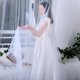 thumbnail image 2 of Wedding Bridal Veil Cut Edge Hair Accessories for Bride Single Layer Sheer Tulle 118" Pearls Embellished Chapel Veils, 2 of 4