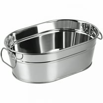 LAMIRO Galvanized Steel Oval Beverage Tub - Silver