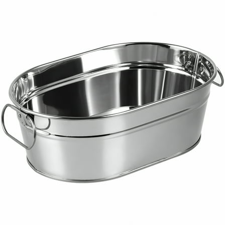 LAMIRO Galvanized Steel Oval Beverage Tub - Silver