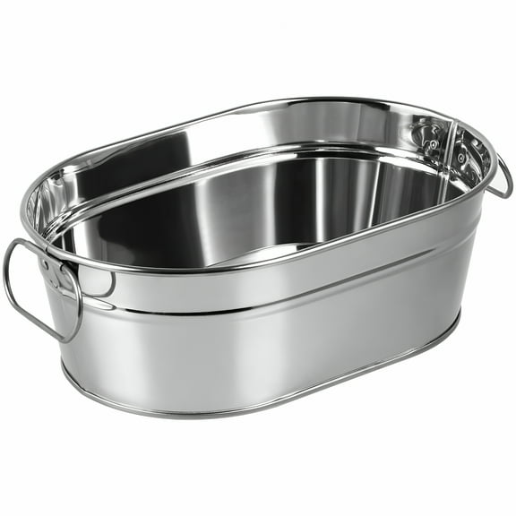 LAMIRO Galvanized Steel Oval Beverage Tub - Silver