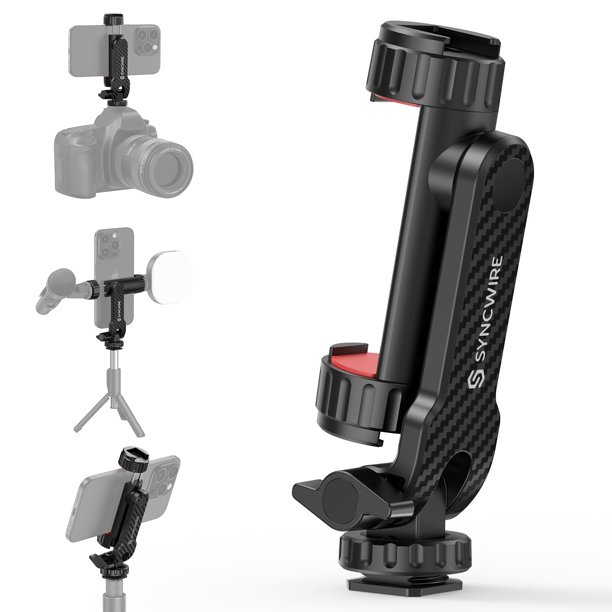 Soporte para teléfono para trípode SYNCWIRE universal con rotación de 360° y 2 zapatas frías