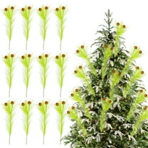 BTIZTLLA 12 Pcs Christmas Tree Topper 16'' Lime Green Curly Tree Picks with Red Ball Xmas Artificial Green Stems for Christmas Home Wreath Craft Decoration Supplies