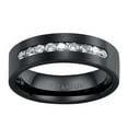 thumbnail image 2 of Black Matching Rings Titanium Couple Rings CZ Wedding Ring for Women Men Wedding Band, 2 of 7