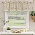 thumbnail image 2 of 2 Pack Japanese Valances for Windows Bedroom Living Room Window Treatments, Beige Farmhouse Retro Floral Leaf Pattern Rod Pocket Valance Drapes Short Kitchen Curtains Over Sink 42"x12", 2 of 8