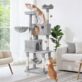 thumbnail image 2 of Yaheetech 73in Multilevel Large Cat Tree with Condos & Basket & Hammock, Light Gray, 2 of 7