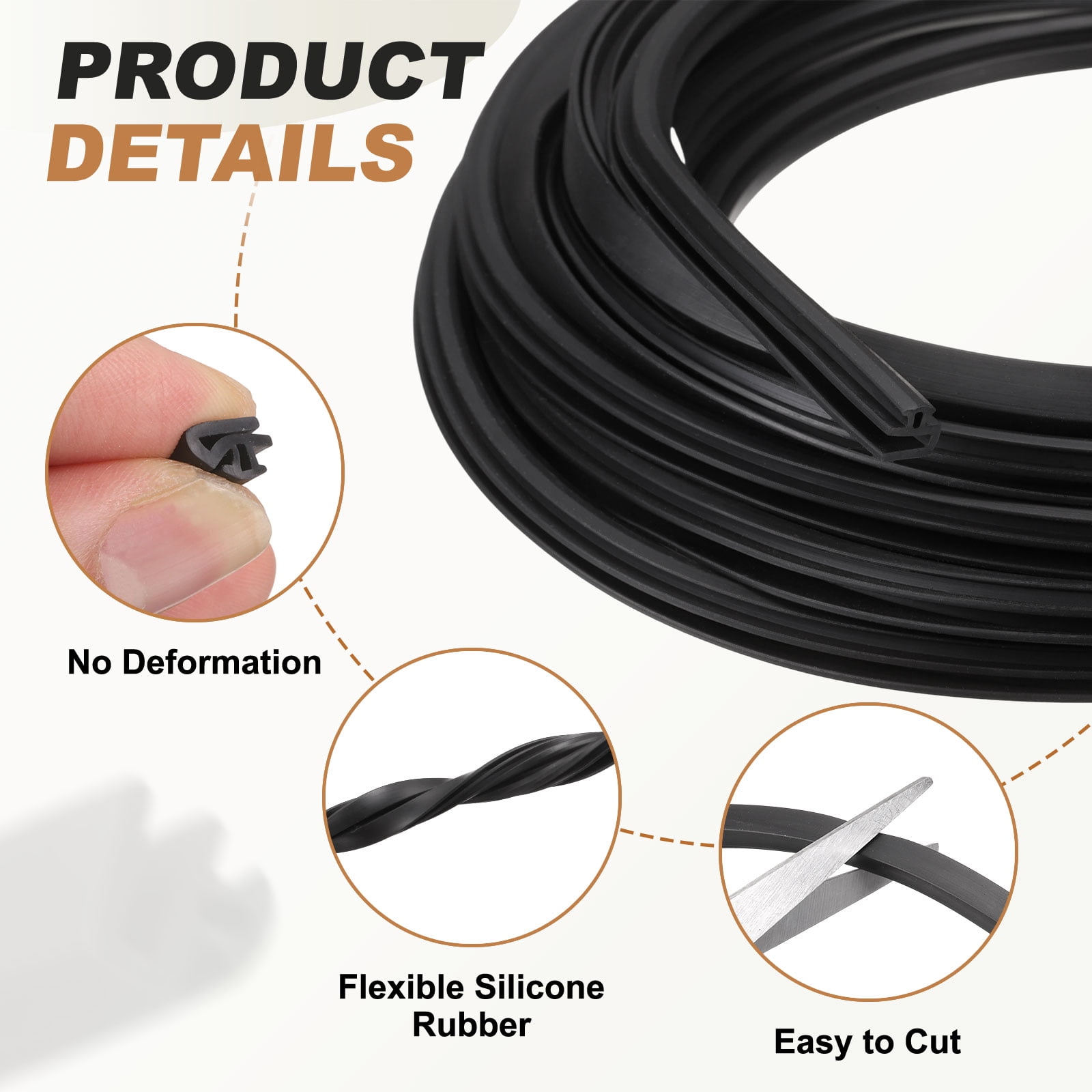 Uxcell Kerf Weather Stripping Seal Strip (32.8ft x 5/16") - L Shape Kerf Noise Reduction Rubber Flange Window Weatherstrip Seal for Door Frame Windows Card Slot, Black