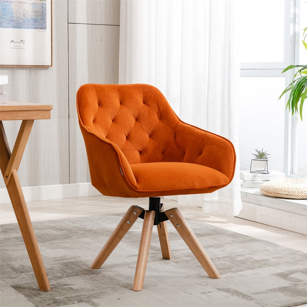 Polibi Mid-Century Modern Orange Velvet Accent Chair with Solid Wood and Thick  Seat Cushion RS-OMGVAC-O - The Home Depot