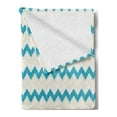 thumbnail image 2 of Teal Soft Flannel Fleece Throw Blanket, Horizontal Zigzag Lines Chevron Triangles Pattern Simple Classical Geometric Design, Cozy Plush for Indoor and Outdoor Use, 50" x 70", Cream Teal, by Ambesonne, 2 of 5