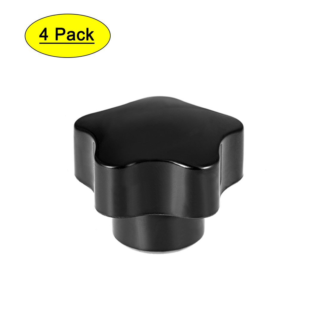 Star Knob M8 Diam Grip Handles Brass Insert Female Thread Set of 4 Black