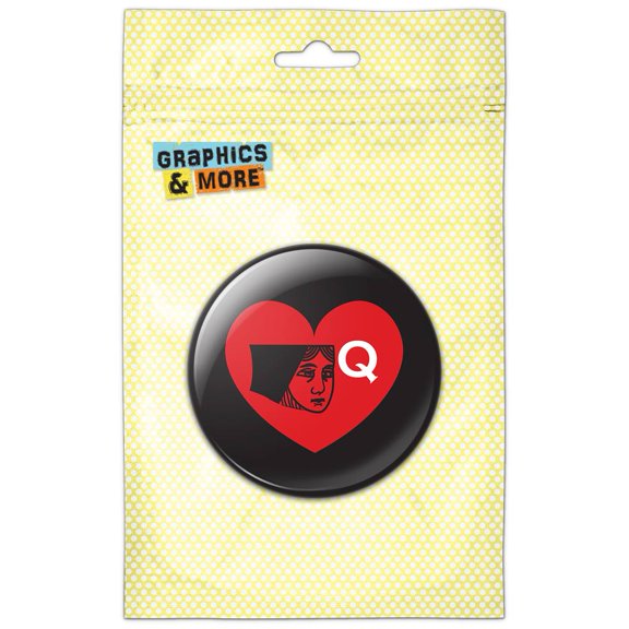 Queen of Hearts Playing Cards Character Pinback Button Pin Badge