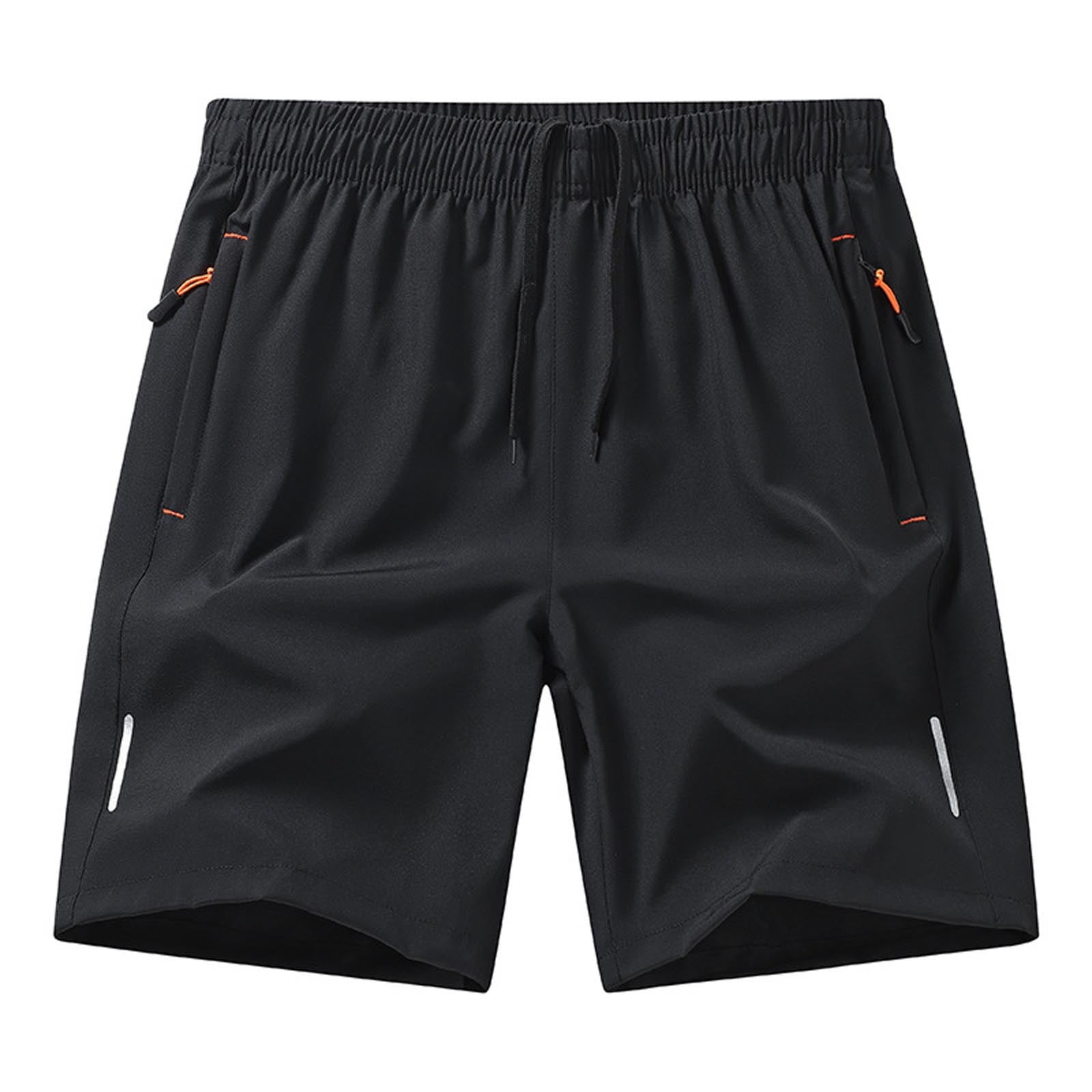 LONKITO Summer Mens Shorts Elastic Waist Lightweight Running Shorts with Zipper Pockets for Casual Athletic Beach, Size L