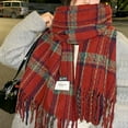 thumbnail image 3 of Luxalzxs Winter Scarf for Women Cold Weather Fashion Retro Plaid Shawls Wraps Thick Warm Soft Scarf Wraps for Women, 3 of 5