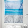 thumbnail image 1 of Rustic Tapestry, Wooden Pier and Ocean Open Horizon Nautical Scenery Marine Love Beach Coast, Fabric Wall Hanging Decor for Bedroom Living Room Dorm, 5 Sizes, Sky Blue Pale Grey, by Ambesonne, 1 of 1