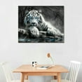 thumbnail image 3 of COMIO  Animal Black and White Tiger Canvas Wall Art Picture Tiger Painting Print Gallery Wrap Office Bathroom Living Room Decoration Modern Home Art Framed Wall Art, 3 of 5