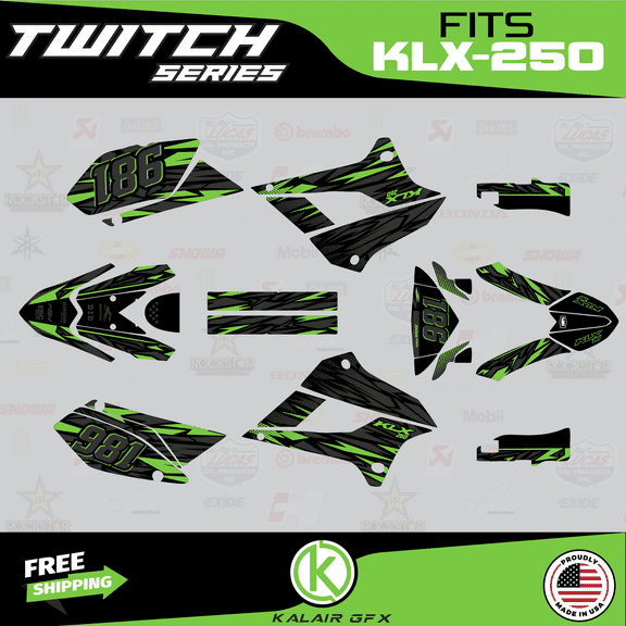 Kalair GFX Graphics Kit for Kawasaki KLX250 (2008-2020) Twitch Series