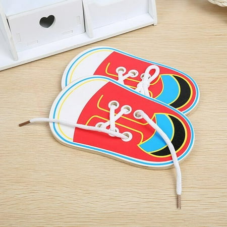 

Biplut Wooden Threading Lacing Shoes Training Board Kids Toddler Early Learning Toy