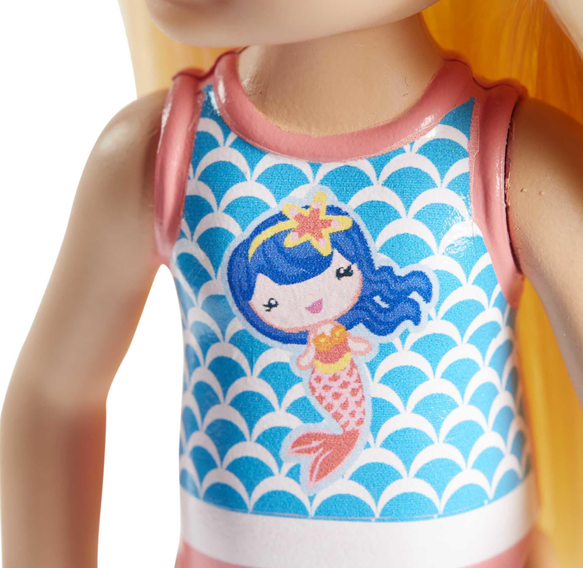 Barbie Club Chelsea Doll, Small Doll with Long Blonde Hair, Blue Eyes & Mermaid-Graphic Swimsuit - image 3 of 5