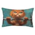 thumbnail image 1 of Fotbe Strong Kitten Lifting Weights Funda de Almohada Decorativa Estilo Occidental, Lujo en Algodón, Fundas para Almohadas King, Cojín Estampado para Decoración del Hogar-16"x24", 1 of 6