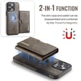 thumbnail image 4 of ELEHOLD Case for iPhone 15 Pro Max, Magnetic 2 in 1 Detachable Leather Wallet Case with Card Holder & Stand,Coffee, 4 of 6