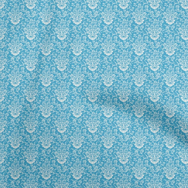 oneOone Rayon Blue Fabric Toile Sewing Material Print Fabric By The Yard 56 Inch Wide