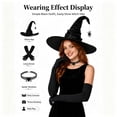 thumbnail image 5 of Breezora Halloween Witch Hat Set with Ruched Long Gloves for Women Costume Accessory Black Pointed Cap Dress Up Prop for Party Club Cosplay, 5 of 7