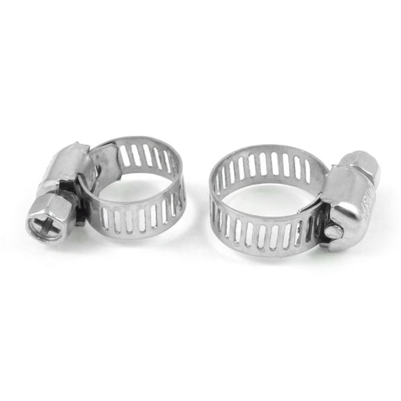 Unique Bargains 5Pcs Adjustable 6-12mm Range Hose Clamps Silver Tone