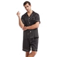 thumbnail image 4 of Conjunto de pijama corto de color liso con solapa para hombre, ropa de casa de verano de talla grande, de satén mate, de manga corta y ocio, 4 of 6