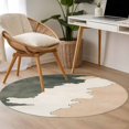thumbnail image 4 of Abstract Watercolor Beach Waves Round Rugs for Living Room 4ft Retro Brown Sand Non Slip Circle Rug Washable Low-Profile Indoor Carpet for Bedroom, Dining Room, Bathroom, 4 of 9