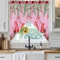 thumbnail image 6 of Red Gnomes Swag Valances for Windows 2 Pack, Kitchen Window Curtains 36 Inch Length, Valentine's Day Love Roses Leaves Ombre Pink Privacy Swag Curtains for Living Room/Bathroom 36"x36", 6 of 8
