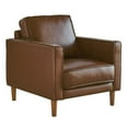 thumbnail image 5 of Leather Armchair - Modern Accent Chair, Wide Seat, Brown Living Room Furniture, Small Space Design, 5 of 6