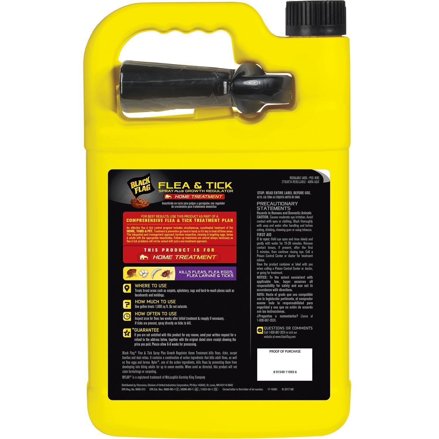 Black Flag Flea & Tick Spray Plus Growth Regulator Home Treatment, 1 Gallon