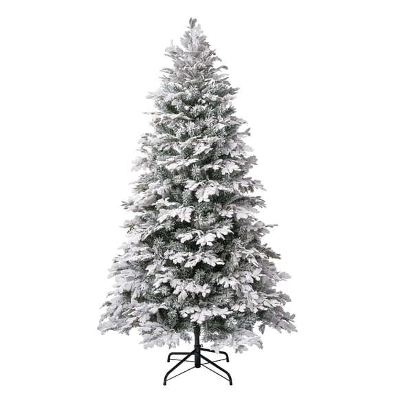 National Tree Company Feel Real® Artificial Christmas Tree, Green, Acacius Snowy, Includes Stand, 7.5 Feet