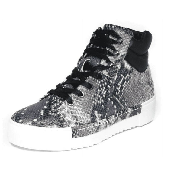 Cecelia New York Silow Leather Platform High Top Sneaker Black/White Snake (Black/White Natural Snake, 7)